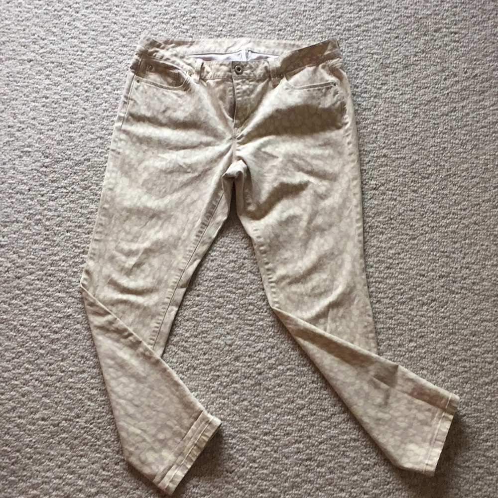Ann Taylor LOFT khaki & yellow animal print pants